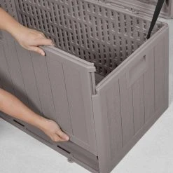 Hampton Bay 50 Gal. Grey Resin Wood Look Outdoor Storage Deck Box with Lockable Lid 14 Hampton Bay 50 Gal. Grey Resin Wood Look Outdoor Storage Deck Box with Lockable Lid -Hampton Bay Shop driftwood gray hampton bay deck boxes hbdb50wlg sl 77 1000