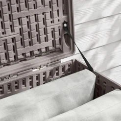 Hampton Bay 50 Gal. Grey Resin Wood Look Outdoor Storage Deck Box with Lockable Lid 11 Hampton Bay 50 Gal. Grey Resin Wood Look Outdoor Storage Deck Box with Lockable Lid -Hampton Bay Shop driftwood gray hampton bay deck boxes hbdb50wlg sl a0 1000