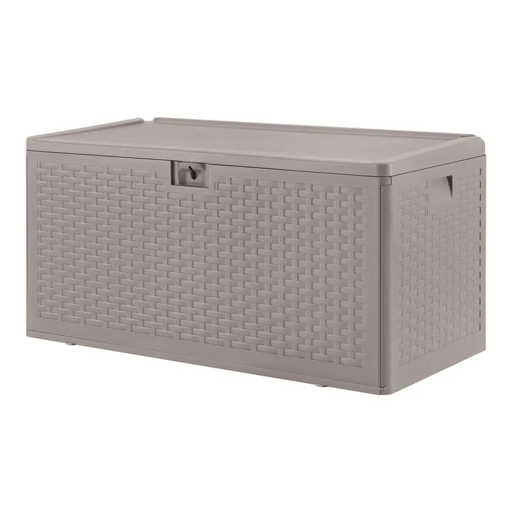 Hampton Bay 73 Gal. Grey Resin Wicker Outdoor Storage Deck Box with Lockable Lid 5 Hampton Bay 73 Gal. Grey Resin Wicker Outdoor Storage Deck Box with Lockable Lid - Image 5