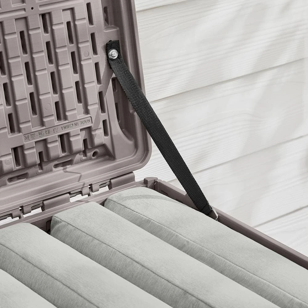 Hampton Bay 73 Gal. Grey Resin Wicker Outdoor Storage Deck Box with Lockable Lid 3 Hampton Bay 73 Gal. Grey Resin Wicker Outdoor Storage Deck Box with Lockable Lid - Image 3