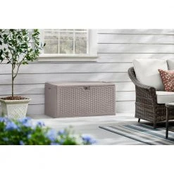 Hampton Bay 73 Gal. Grey Resin Wicker Outdoor Storage Deck Box with Lockable Lid 8 Hampton Bay 73 Gal. Grey Resin Wicker Outdoor Storage Deck Box with Lockable Lid -Hampton Bay Shop driftwood gray hampton bay deck boxes hbdb73g sl e1 1000