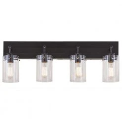 Hampton Bay Regan 29.13 in. 4-Light Espresso Bronze Bathroom Vanity Light with Clear Glass Shades -Hampton Bay Shop espresso bronze hampton bay vanity lighting ds19069 1f 1000