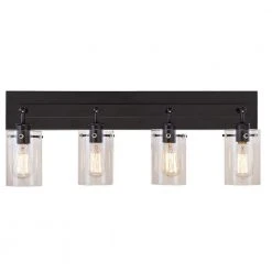 Hampton Bay Regan 29.13 in. 4-Light Espresso Bronze Bathroom Vanity Light with Clear Glass Shades -Hampton Bay Shop espresso bronze hampton bay vanity lighting ds19069 44 1000