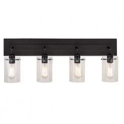 Hampton Bay Regan 29.13 in. 4-Light Espresso Bronze Bathroom Vanity Light with Clear Glass Shades -Hampton Bay Shop espresso bronze hampton bay vanity lighting ds19069 4f 1000