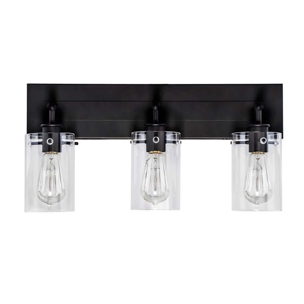 Hampton Bay Regan 21 in. 3-Light Espresso Bronze Bathroom Vanity Light with Clear Glass Shades 9 Hampton Bay Regan 21 in. 3-Light Espresso Bronze Bathroom Vanity Light with Clear Glass Shades - Image 9
