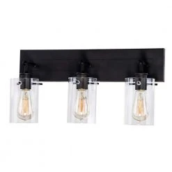 Hampton Bay Regan 21 in. 3-Light Espresso Bronze Bathroom Vanity Light with Clear Glass Shades 21 Hampton Bay Regan 21 in. 3-Light Espresso Bronze Bathroom Vanity Light with Clear Glass Shades -Hampton Bay Shop espresso bronze hampton bay vanity lighting ds19267 44 1000