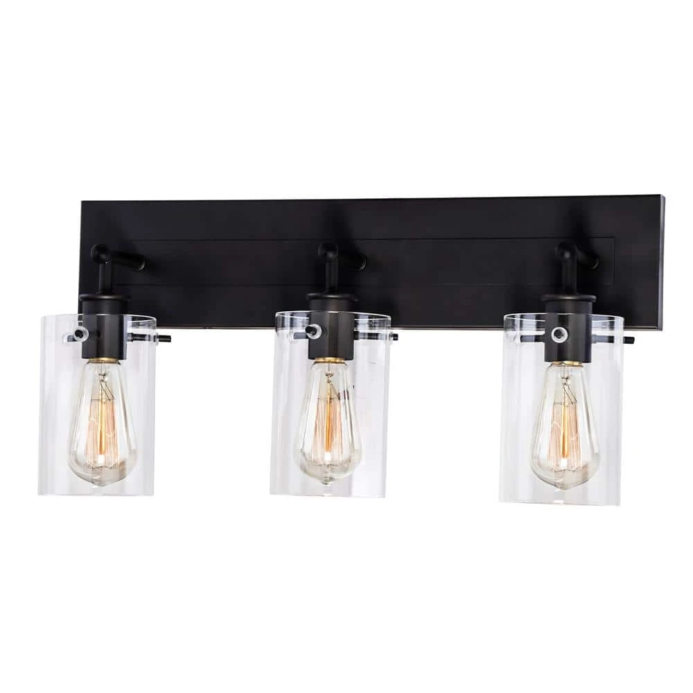 Hampton Bay Regan 21 in. 3-Light Espresso Bronze Bathroom Vanity Light with Clear Glass Shades 10 Hampton Bay Regan 21 in. 3-Light Espresso Bronze Bathroom Vanity Light with Clear Glass Shades - Image 10