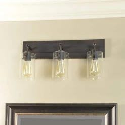 Hampton Bay Regan 21 in. 3-Light Espresso Bronze Bathroom Vanity Light with Clear Glass Shades 19 Hampton Bay Regan 21 in. 3-Light Espresso Bronze Bathroom Vanity Light with Clear Glass Shades -Hampton Bay Shop espresso bronze hampton bay vanity lighting ds19267 4f 1000