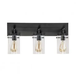 Hampton Bay Regan 21 in. 3-Light Espresso Bronze Bathroom Vanity Light with Clear Glass Shades