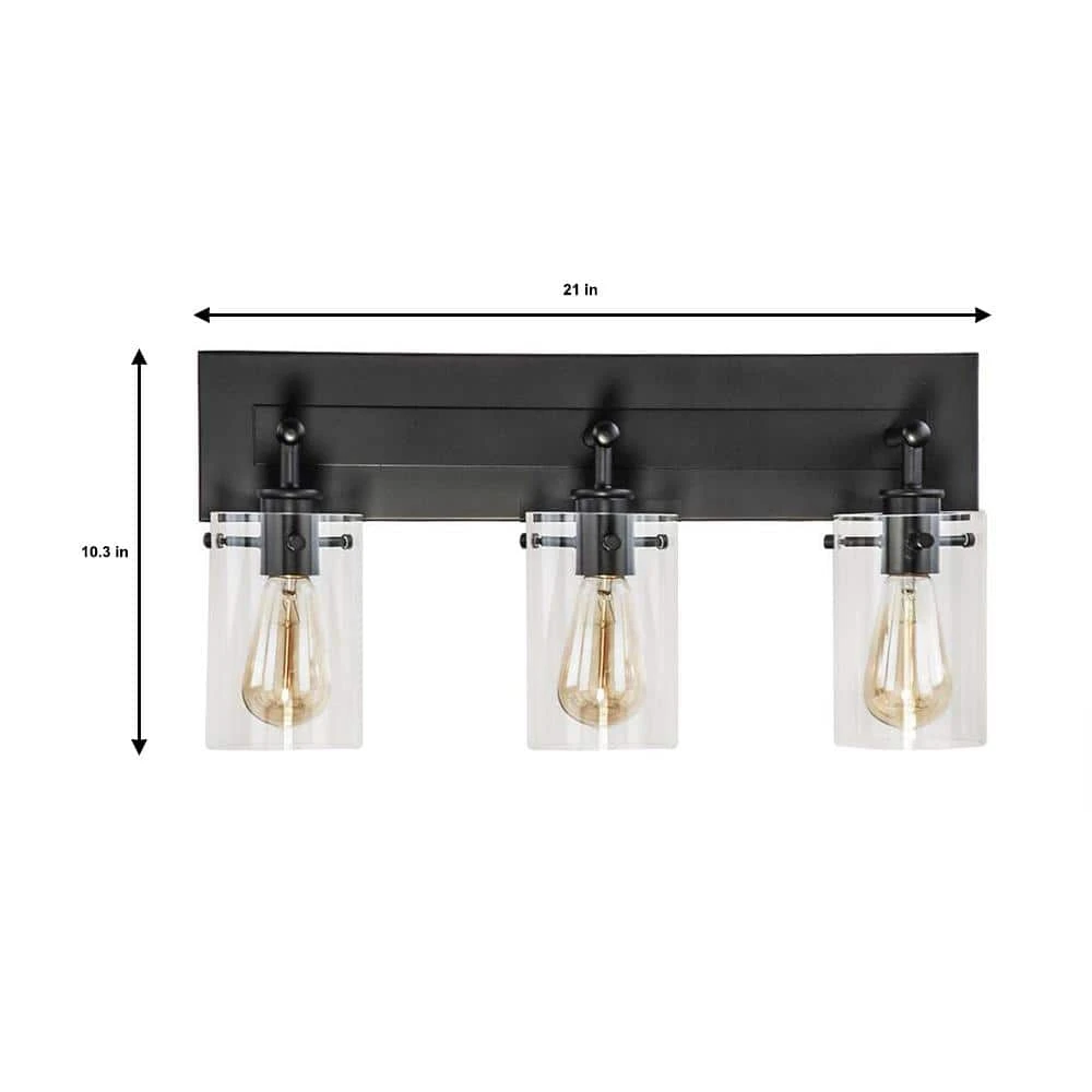Hampton Bay Regan 21 in. 3-Light Espresso Bronze Bathroom Vanity Light with Clear Glass Shades 7 Hampton Bay Regan 21 in. 3-Light Espresso Bronze Bathroom Vanity Light with Clear Glass Shades - Image 7