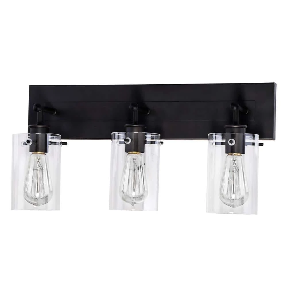 Hampton Bay Regan 21 in. 3-Light Espresso Bronze Bathroom Vanity Light with Clear Glass Shades 11 Hampton Bay Regan 21 in. 3-Light Espresso Bronze Bathroom Vanity Light with Clear Glass Shades - Image 11