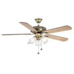 Hampton Bay Glendale 52 in. LED Flemish Brass Smart Hubspace Ceiling Fan with Light and Remote