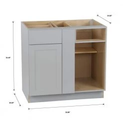 Hampton Bay Cambridge Shaker Assembled 36 in. x 34.5 in. x 24.5 in. Blind Base Cabinet in Gray -Hampton Bay Shop gray hampton bay assembled kitchen cabinets ca3635l kg 1f 1000