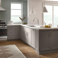 Hampton Bay Cambridge Shaker Assembled 36 in. x 34.5 in. x 24.5 in. Blind Base Cabinet in Gray -Hampton Bay Shop gray hampton bay assembled kitchen cabinets ca3635l kg a0 1000