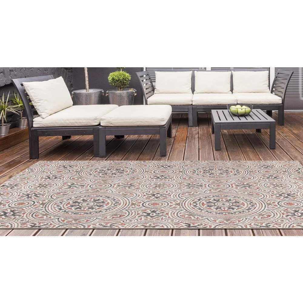 Hampton Bay Geo Gray 7 ft.10 in. x 9 ft. 10 in. Indoor/Outdoor Area Rug 7 Hampton Bay Geo Gray 7 ft.10 in. x 9 ft. 10 in. Indoor/Outdoor Area Rug - Image 7
