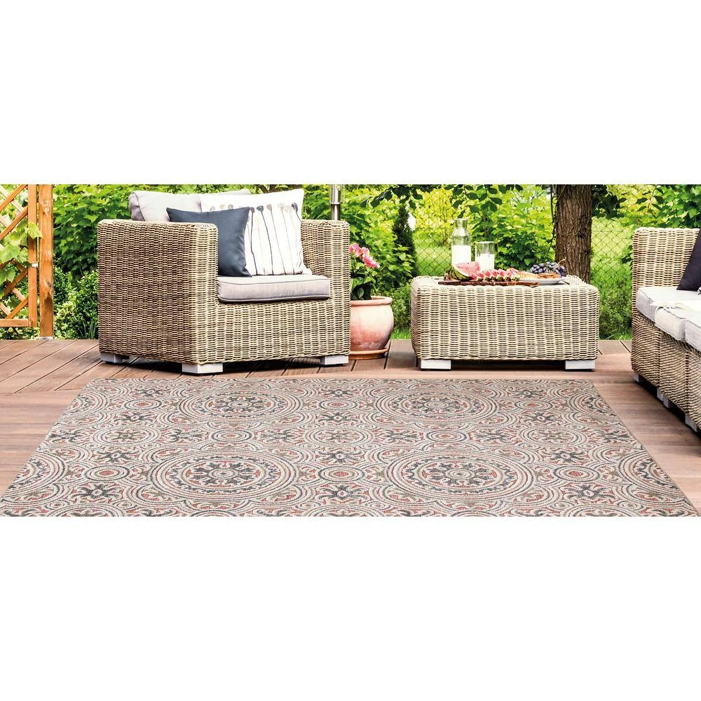 Hampton Bay Geo Gray 7 ft.10 in. x 9 ft. 10 in. Indoor/Outdoor Area Rug 5 Hampton Bay Geo Gray 7 ft.10 in. x 9 ft. 10 in. Indoor/Outdoor Area Rug - Image 5