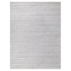 Hampton Bay Natural Ash Grey 8 ft. x 10 ft. Striped Indoor/Outdoor Area Rug