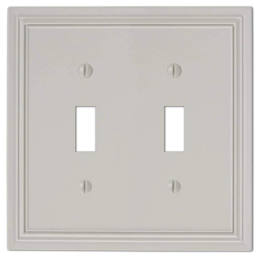 Hampton Bay Hallcrest 2 Gang Toggle Metal Wall Plate - Gray 1 Hampton Bay Hallcrest 2 Gang Toggle Metal Wall Plate - Gray