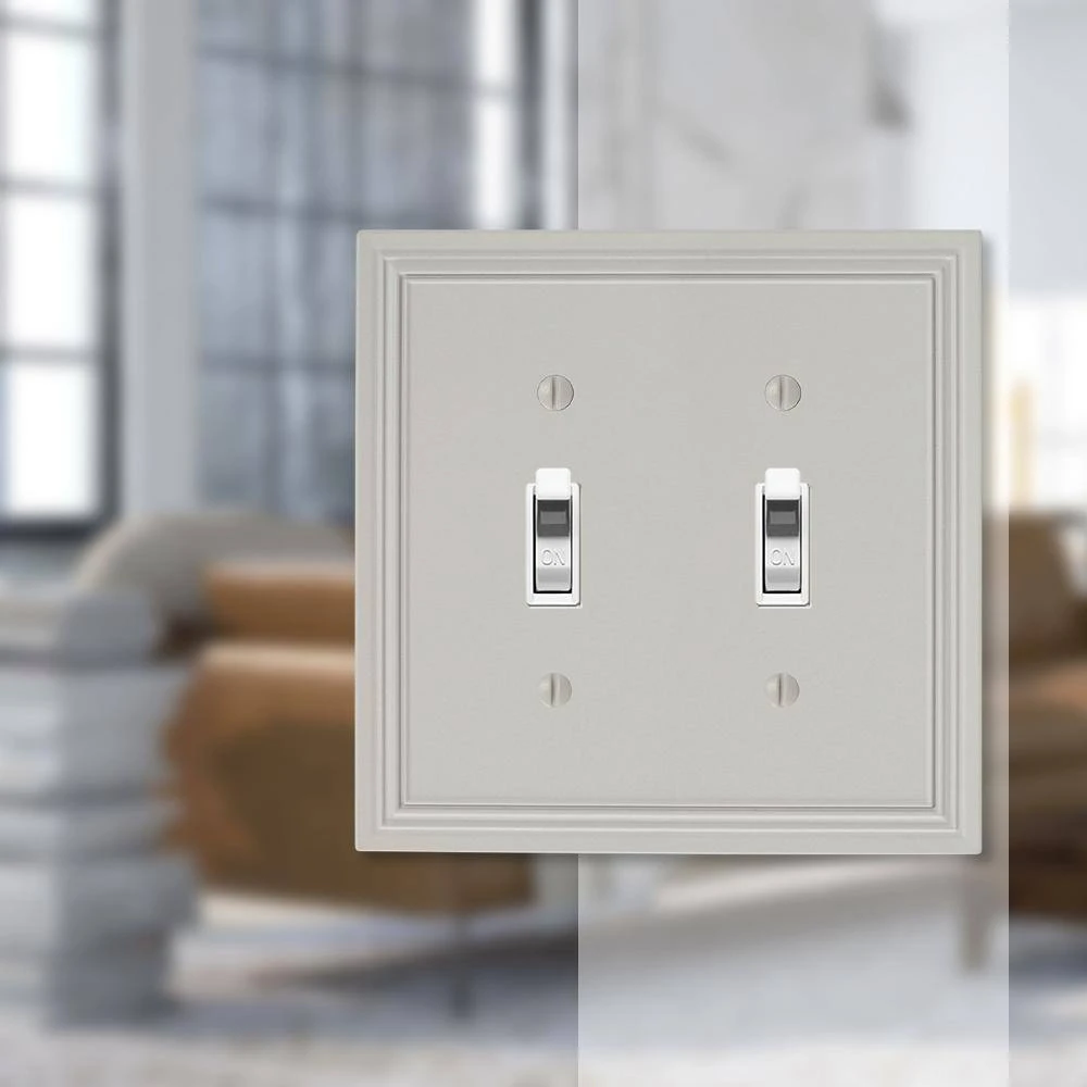 Hampton Bay Hallcrest 2 Gang Toggle Metal Wall Plate - Gray 2 Hampton Bay Hallcrest 2 Gang Toggle Metal Wall Plate - Gray - Image 2