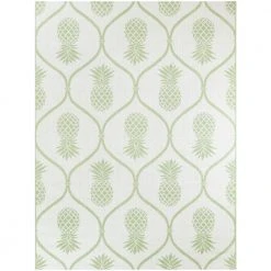 Hampton Bay Pineapple Green 5 ft. x 7 ft. Trellis Indoor/Outdoor Area Rug