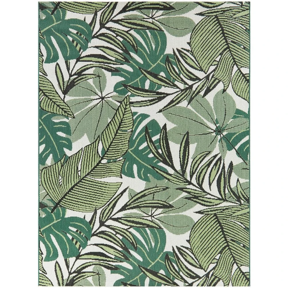 Hampton Bay Green 9 ft. x 12 ft. Palm Indoor/Outdoor Area Rug