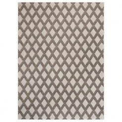 Hampton Bay Basket Weave Gray 8 ft. x 10 ft. Trellis Indoor/Outdoor Area Rug