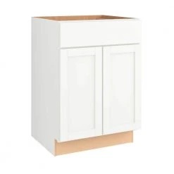 Hampton Bay Courtland Shaker Assembled 24.00 in. Sink Bath Vanity Cabinet Only in Polar White