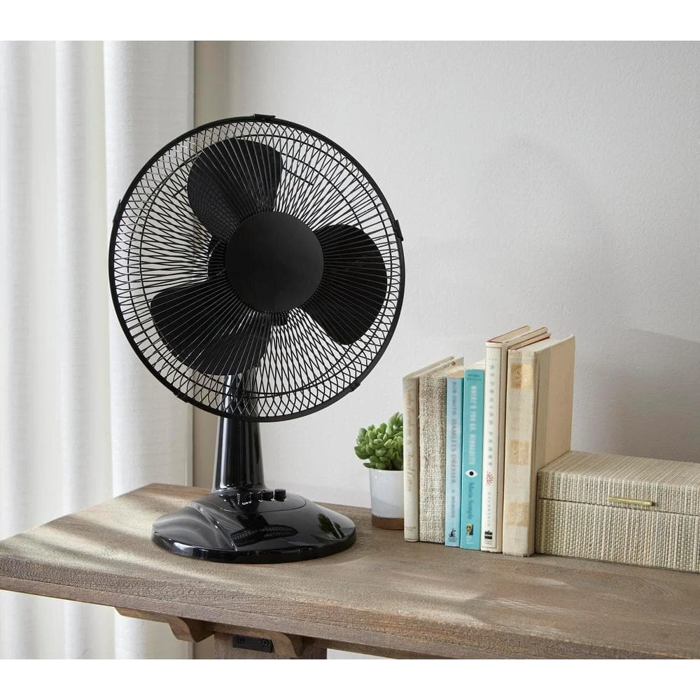 Hampton Bay 12 in. Black Portable Personal Table Fan 2 Hampton Bay 12 in. Black Portable Personal Table Fan - Image 2