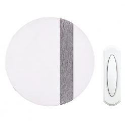 Hampton Bay Wireless Plug-In Doorbell Kit with Wireless Push Button, White with Gray Fabric