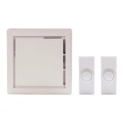 Hampton Bay Wireless Battery Operated Doorbell Kit with 2 Wireless Push Buttons, White