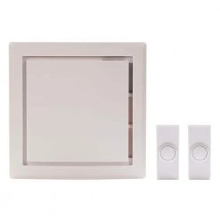 Hampton Bay Wireless Plug-In Doorbell Kit with 2 Wireless Push Buttons, White