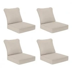 Hampton Bay 22 in. x 24 in. Deep Seating Outdoor Lounge Chair Cushion in Putty (4-Pack)