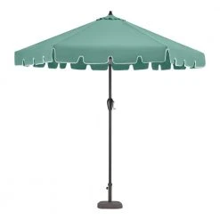 Hampton Bay 9 ft. Aluminum Market Push Button Tilt Patio Umbrella in Aloe Green