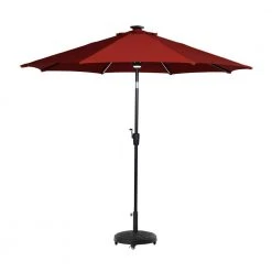 Hampton Bay 9 ft. Aluminum Market Solar Tilt Patio Umbrella in Chili