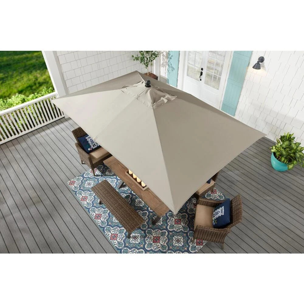 Hampton Bay 6.5 ft. x 10 ft. Aluminum Market Tilt Patio Umbrella in Riverbed 2 Hampton Bay 6.5 ft. x 10 ft. Aluminum Market Tilt Patio Umbrella in Riverbed - Image 2