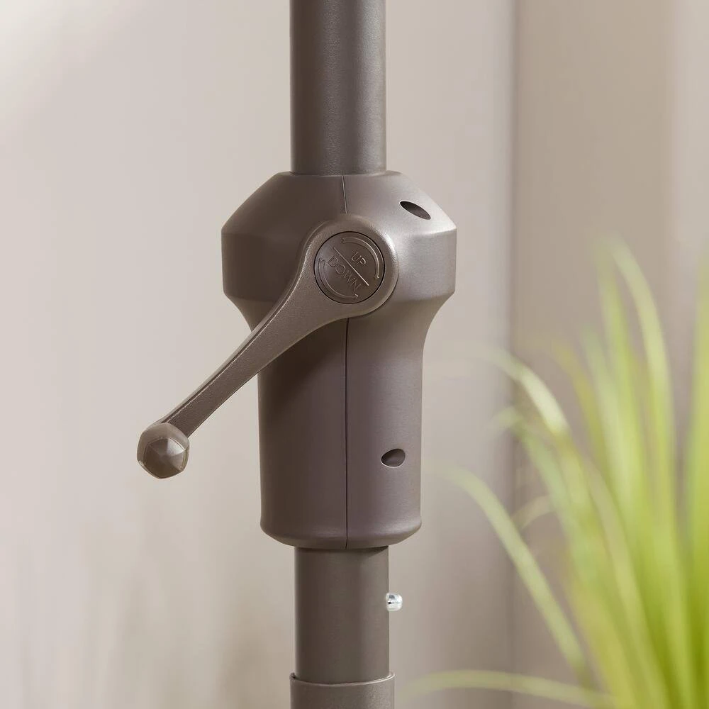 Hampton Bay 9 ft. Aluminum Market Crank and Tilt Patio Umbrella in Black and White Cabana 5 Hampton Bay 9 ft. Aluminum Market Crank and Tilt Patio Umbrella in Black and White Cabana - Image 5