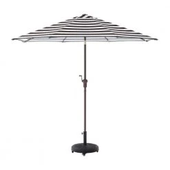 Hampton Bay 9 ft. Aluminum Market Crank and Tilt Patio Umbrella in Black and White Cabana