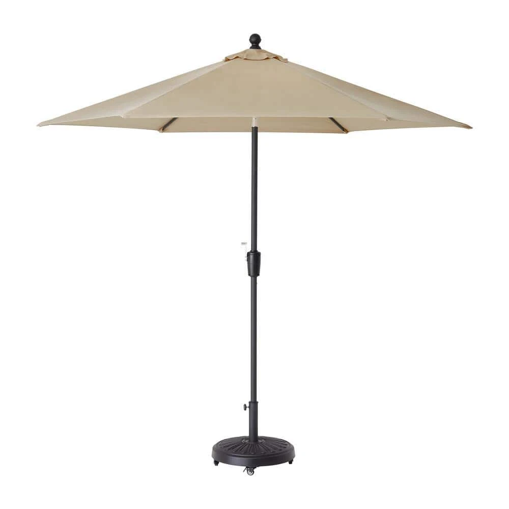 Hampton Bay 9 ft. Aluminum Market Crank and Tilt Patio Umbrella in Riverbed Taupe 1 Hampton Bay 9 ft. Aluminum Market Crank and Tilt Patio Umbrella in Riverbed Taupe