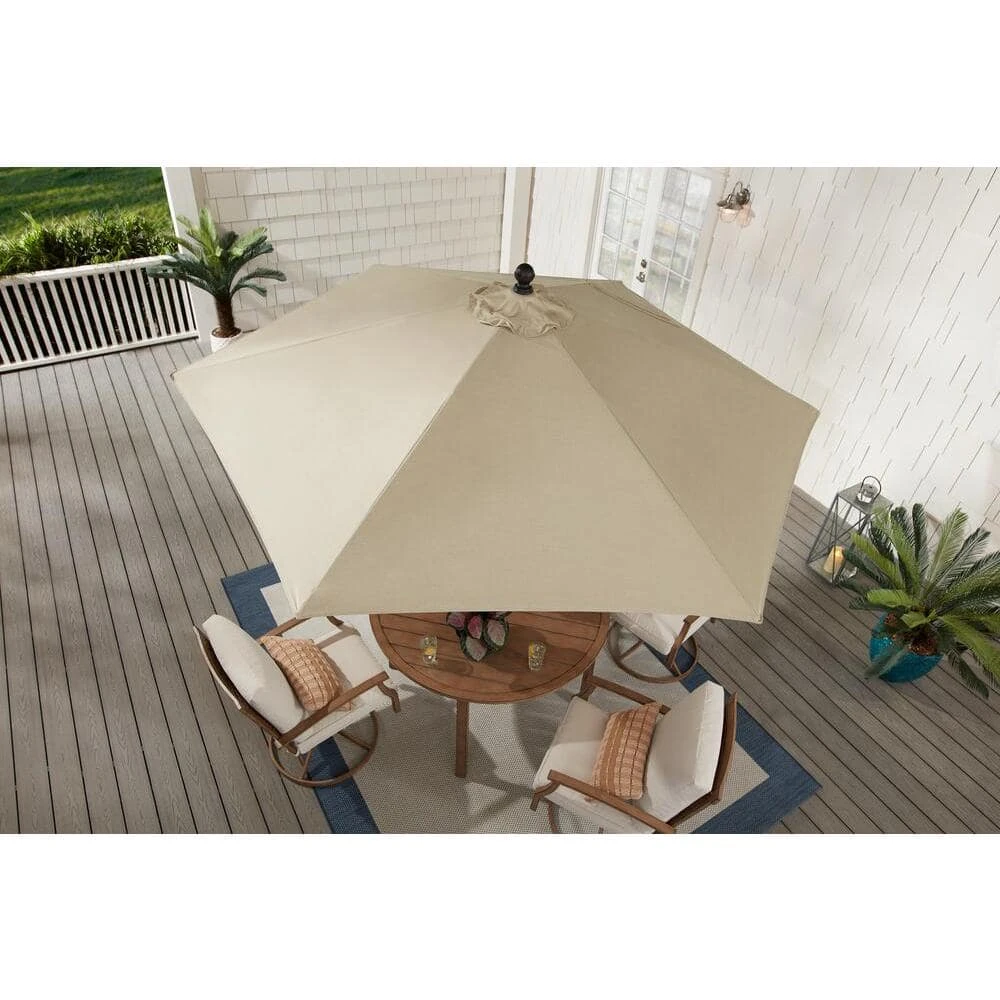 Hampton Bay 9 ft. Aluminum Market Crank and Tilt Patio Umbrella in Riverbed Taupe 2 Hampton Bay 9 ft. Aluminum Market Crank and Tilt Patio Umbrella in Riverbed Taupe - Image 2