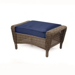 Hampton Bay Spring Haven 23 in. x 19 in. CushionGuard Outdoor Ottoman Replacement Cushion in Midnight -Hampton Bay Shop hampton bay ottoman cushions 89 20302mb 76 1000