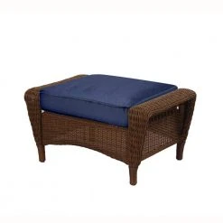 Hampton Bay Spring Haven 23 in. x 19 in. CushionGuard Outdoor Ottoman Replacement Cushion in Midnight -Hampton Bay Shop hampton bay ottoman cushions 89 20302mb fa 1000