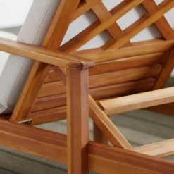 Hampton Bay Willow Glen Farmhouse Wood Outdoor Patio Chaise Lounge with Wheels and Beige Cushions -Hampton Bay Shop hampton bay outdoor chaise lounges 81883 1d 1000