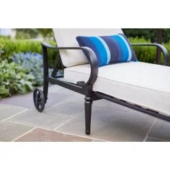 Hampton Bay Laurel Oaks Black Steel Outdoor Patio Chaise Lounge with Sunbrella Beige Tan Cushions -Hampton Bay Shop hampton bay outdoor chaise lounges h102 01574700 40 1000