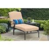 Hampton Bay Laurel Oaks Black Steel Outdoor Patio Chaise Lounge with Sunbrella Beige Tan Cushions