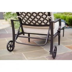 Hampton Bay Laurel Oaks Black Steel Outdoor Patio Chaise Lounge with Sunbrella Beige Tan Cushions -Hampton Bay Shop hampton bay outdoor chaise lounges h102 01574700 a0 1000