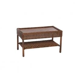 Hampton Bay Cambridge Brown Rectangular Wicker Outdoor Patio Coffee Table with Faux Wood Table Top -Hampton Bay Shop hampton bay outdoor coffee tables 65 17148b5 40 1000