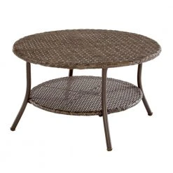 Hampton Bay 32 in. Mix and Match Brown Round Wicker Outdoor Patio Coffee Table With Woven Table Top -Hampton Bay Shop hampton bay outdoor coffee tables 65 176005 1d 1000