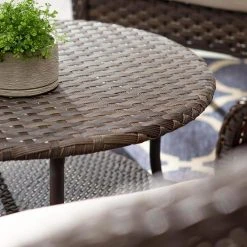 Hampton Bay 32 in. Mix and Match Brown Round Wicker Outdoor Patio Coffee Table With Woven Table Top -Hampton Bay Shop hampton bay outdoor coffee tables 65 176005 40 1000