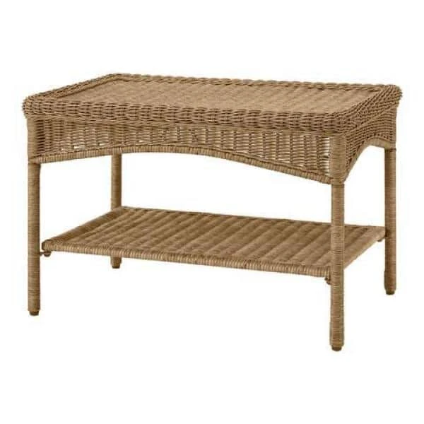 Hampton Bay Rosemont Light Brown Rectangular Steel Wicker Outdoor Patio Coffee Table 2 Hampton Bay Rosemont Light Brown Rectangular Steel Wicker Outdoor Patio Coffee Table - Image 2