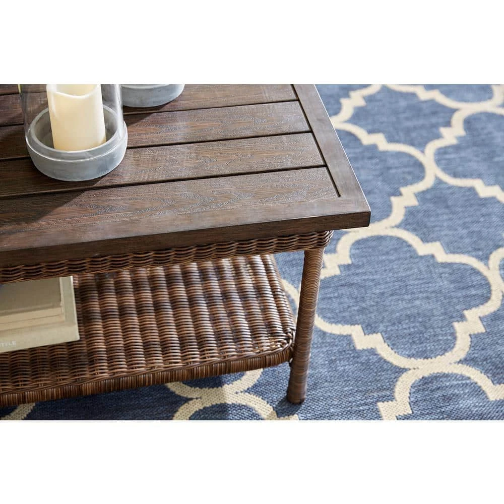 Hampton Bay Beacon Park Wicker Outdoor Patio Coffee Table with Slat Top 5 Hampton Bay Beacon Park Wicker Outdoor Patio Coffee Table with Slat Top - Image 5